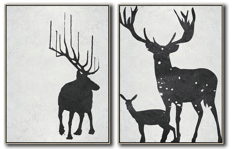 Oversized Canvas Art On Canvas,Set Of 2 Minimal Painting On Canvas - Canvas Painting Wall Decor